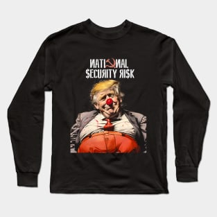 Donald Trump: National Security Risk  on a dark (Knocked Out) background Long Sleeve T-Shirt